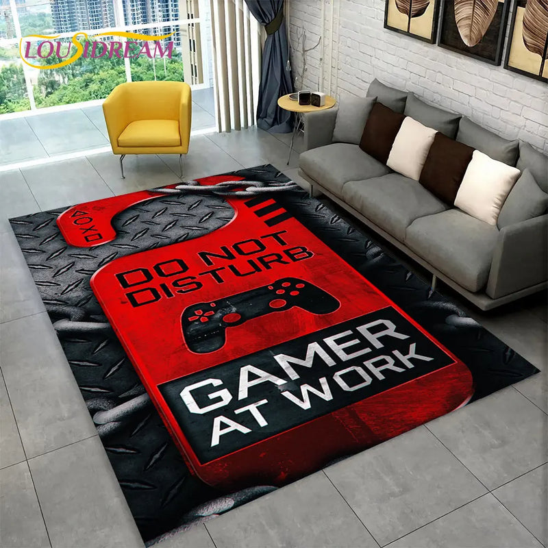 Tapete 3D Antiderrapante para Quarto Gamer - Decoração Temática de Jogos, Estampas Diversas e Grande Tamanho