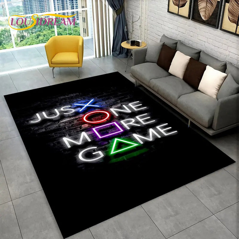 Tapete 3D Antiderrapante para Quarto Gamer - Decoração Temática de Jogos, Estampas Diversas e Grande Tamanho